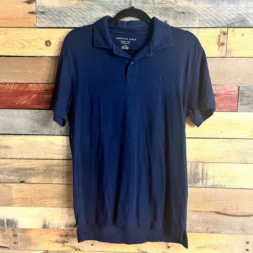 American Eagle Navy Super Soft Standard Fit Polo Size Small